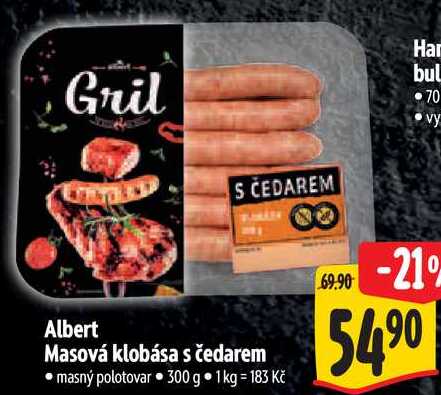 Albert Masová klobása s čedarem, 300 g