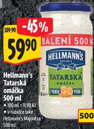 Hellmann's Tatarská omáčka, 500 ml