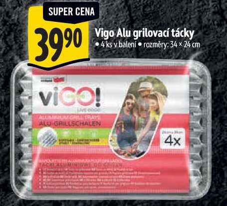 Vigo Alu grilovací tácky, 4 ks