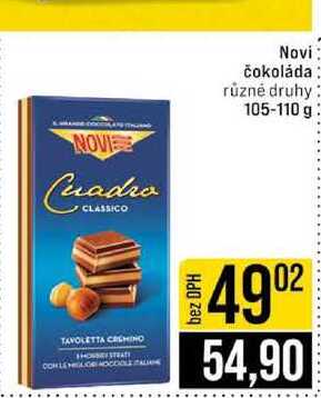 Novi čokoláda různé druhy 105-110 g