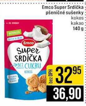 Emco Super Srdíčka pšeničné sušenky kokos kakao 140 g