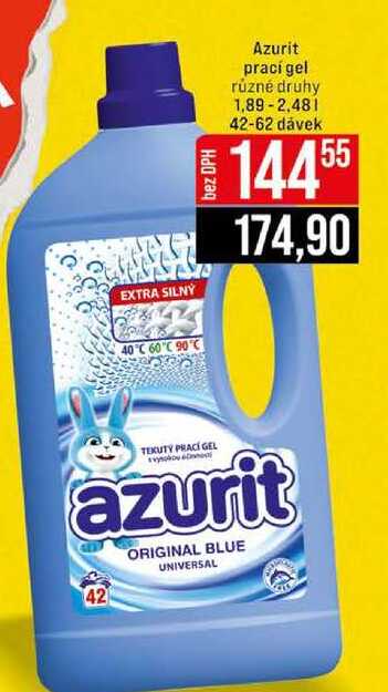 Azurit prací gel různé druhy 1,89-2,48l 42-62 dávek