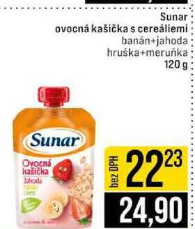 Sunar ovocná kašička s cereáliemi banán+jahoda hruška+meruňka 120 g