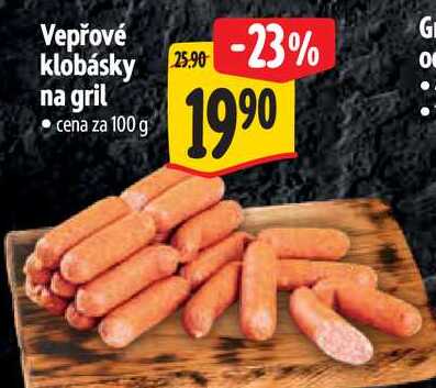Vepřové klobásky na gril, cena za 100 g