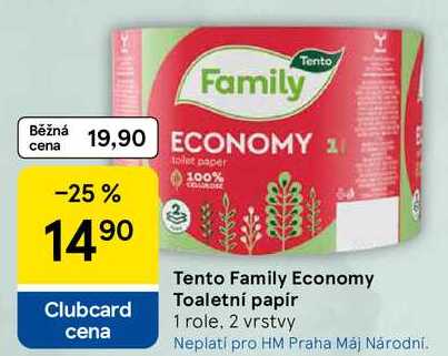 Tento Family Economy Toaletní papír, 1 role, 2 vrstvy Tesco
