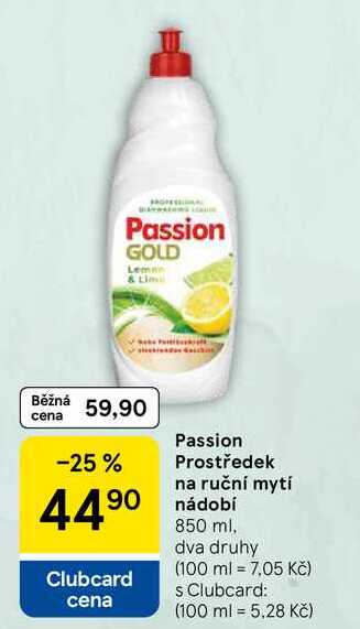 Passion Prostředek na ruční mytí nádobí, 850 ml, dva druhy