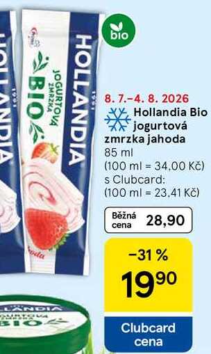 Hollandia Bio jogurtová zmrzka jahoda, 85 ml