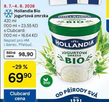 Hollandia Bio jogurtová zmrzka, 420 ml