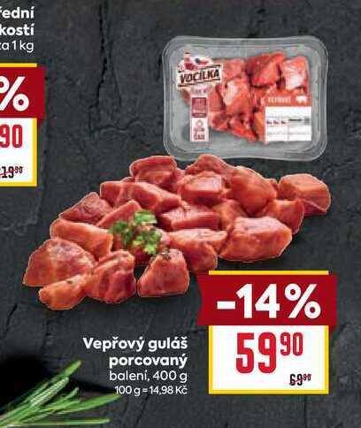 Vepřový guláš porcovaný balení, 400 g
