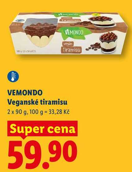 VEMONDO Veganské tiramisu, 2x 90 g