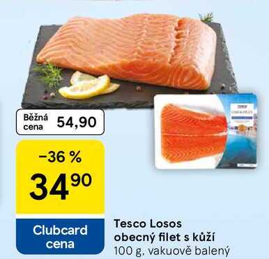 Tesco Losos obecný filet s kůží, 100 g, vakuově balený