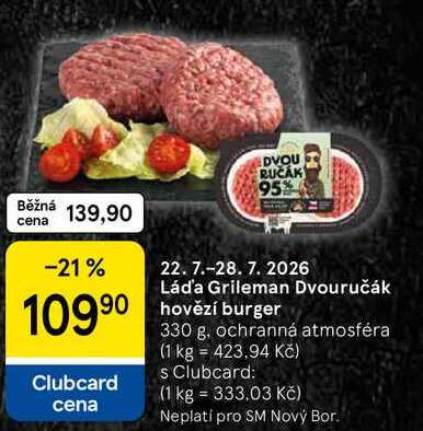 Láďa Grileman Dvouručák hovězí burger, 330 g
