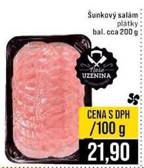 Šunkový salám plátky bal. cca 200 g 100g