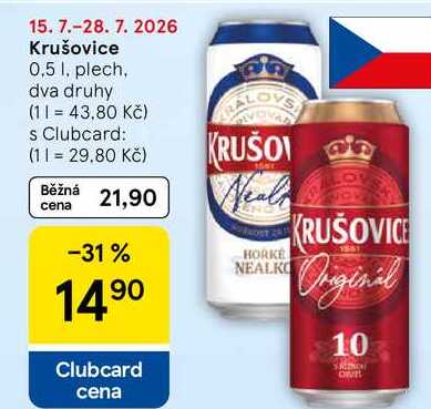 Krušovice, 0.5 l, plech, dva druhy