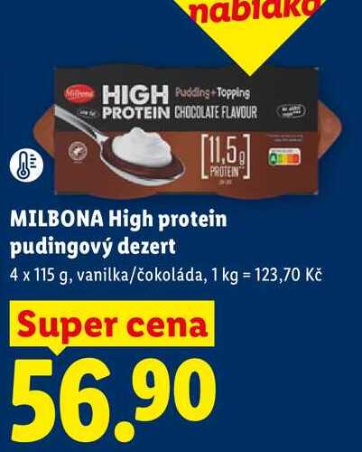 MILBONA High protein pudingový dezert, 4 x 115 g