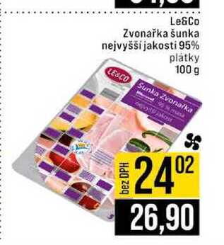 Le&Co Zvonařka šunka nejvyšší jakosti 95% plátky 100 g