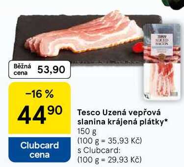 Tesco Uzená vepřová slanina krájená plátky, 150 g