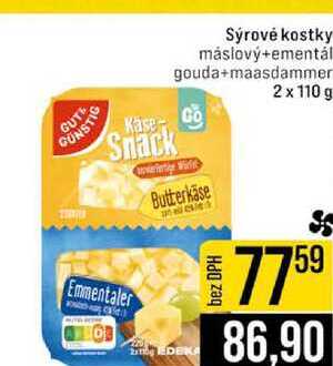 Sýrové kostky máslový+ementál gouda+maasdammer 2 x 110 g