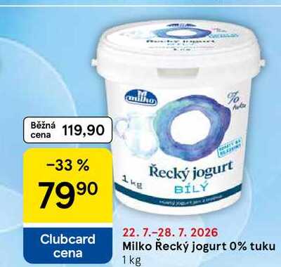 Milko Řecký jogurt 0% tuku, 1 kg