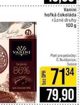 Vanini hořká čokoláda různé druhy 100 g