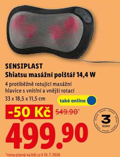 SENSIPLAST Shiatsu masážní polštář 14,4 W