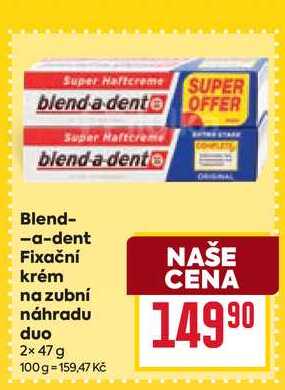 Blend a dent Blend-a-dent Fixační krém na zubní náhradu duo 2x47g