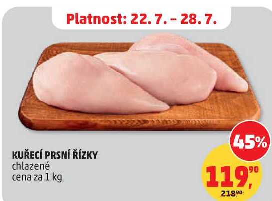 KUŘECÍ PRSNÍ ŘÍZKY chlazené, 1 kg