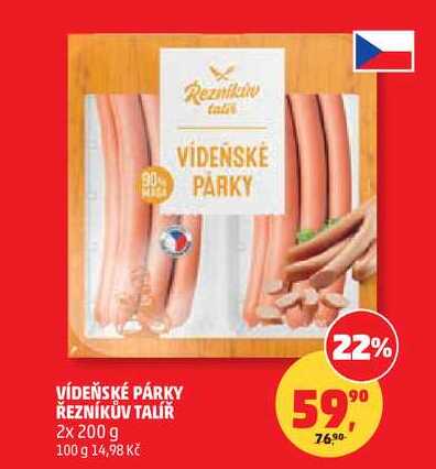 VÍDEŇSKÉ PÁRKY ŘEZNÍKŮV TALÍŘ, 2x 200 g