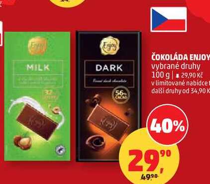 ČOKOLÁDA ENJOY vybrané druhy, 100 g