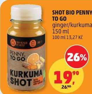 SHOT BIO PENNY TO GO ginger/kurkuma, 150 ml  