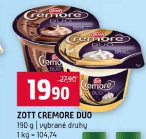 ZOTT CREMORE DUO 190 g vybrané druhy