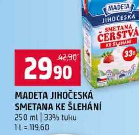 MADETA JIHOČESKÁ SMETANA KE ŠLEHÁNÍ 250 ml 33% tuku