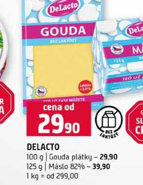 DELACTO 100 g Gouda plátky 125 g Máslo 82%