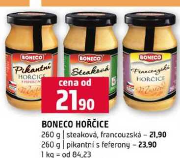 BONECO HOŘČICE 260 g steaková, francouzská pikantní s feferony