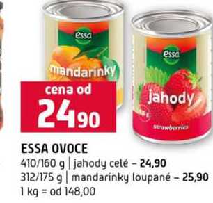 ESSA OVOCE 410/160 g jahody celé 312/175 g mandarinky loupané