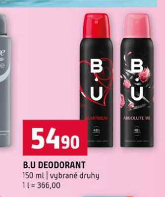 B.U DEODORANT 150 ml vybrané druhy