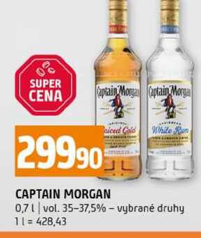 CAPTAIN MORGAN 0,7l vol. 35-37,5% vybrané druhy