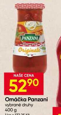 Panzani omáčka, vybrané druhy 400g