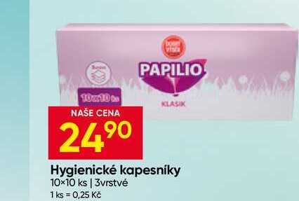 PAPILIO Hygienické kapesníky 10×10 ks 3vrstvé