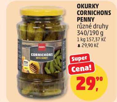 OKURKY CORNICHONS PENNY různé druhy, 340/190 g