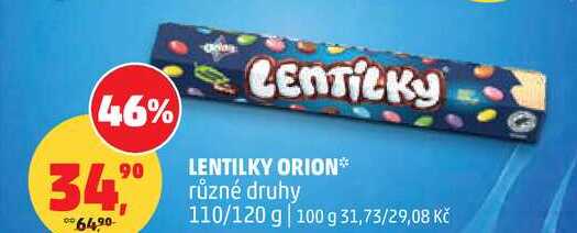 LENTILKY ORION různé druhy, 110/120 g