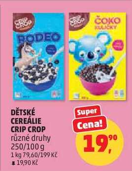DĚTSKÉ CEREÁLIE CRIP CROP různé druhy, 250/100 g 