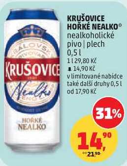 KRUŠOVICE HORKÉ NEALKO nealkoholické pivo plech, 0,5 l