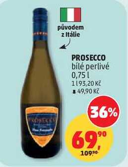 PROSECCO bílé perlivé, 0,75 l
