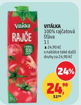 VITÁLKA 100% rajčatová šťáva, 1 l