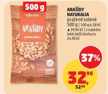 ARAŠÍDY NATURALIA pražené solené, 500 g