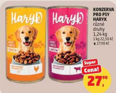 KONZERVA PRO PSY HARYK různé druhy, 1,24 kg
