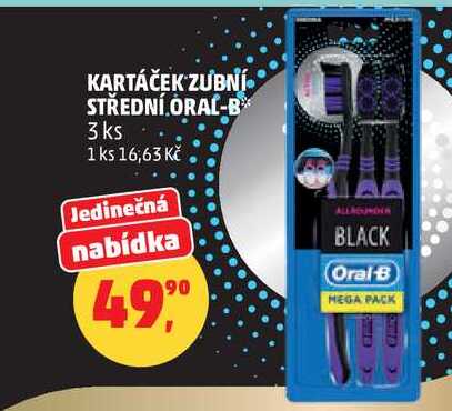 KARTÁČEK ZUBNÍ STŘEDNÍ ORAL-B, 3 ks