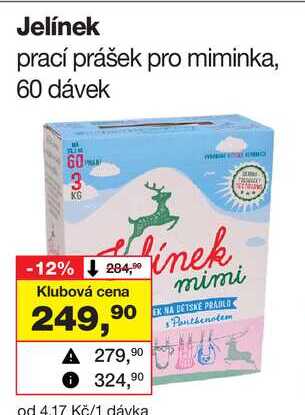 Jelínek prací prášek pro miminka, 60 dávek 