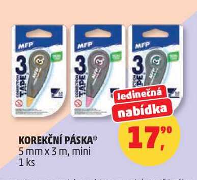KOREKČNÍ PÁSKA 5mmx3 m, mini, 1 ks